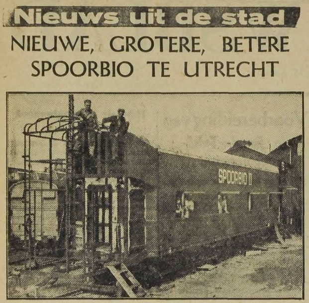 Artikel uit het Utrechtsch Nieuwsblad, ‘Nieuwe, Grotere, Betere Spoorbio te Utrecht’, 13 september 1947’, pagina 2. 